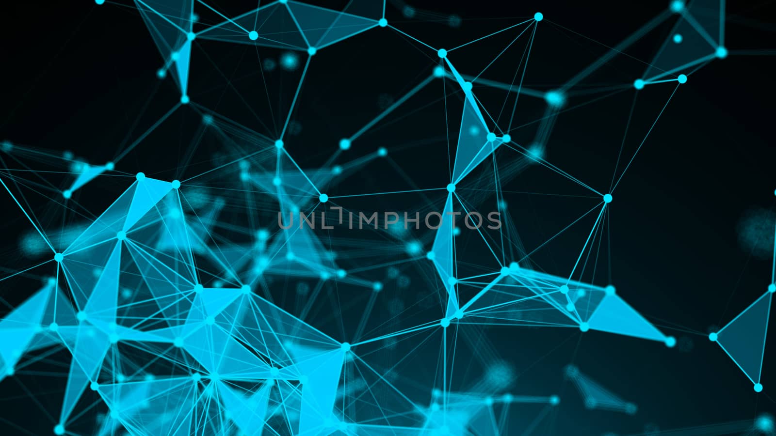 Abstract Polygonal Space Background with Connecting Dots and Lines. 3d rendering