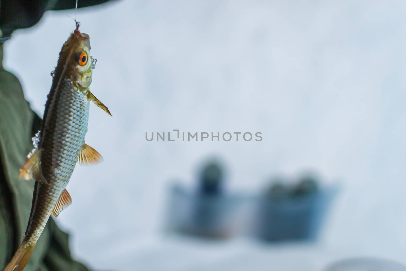 winter sport, winter fishing fishing outside on the ice