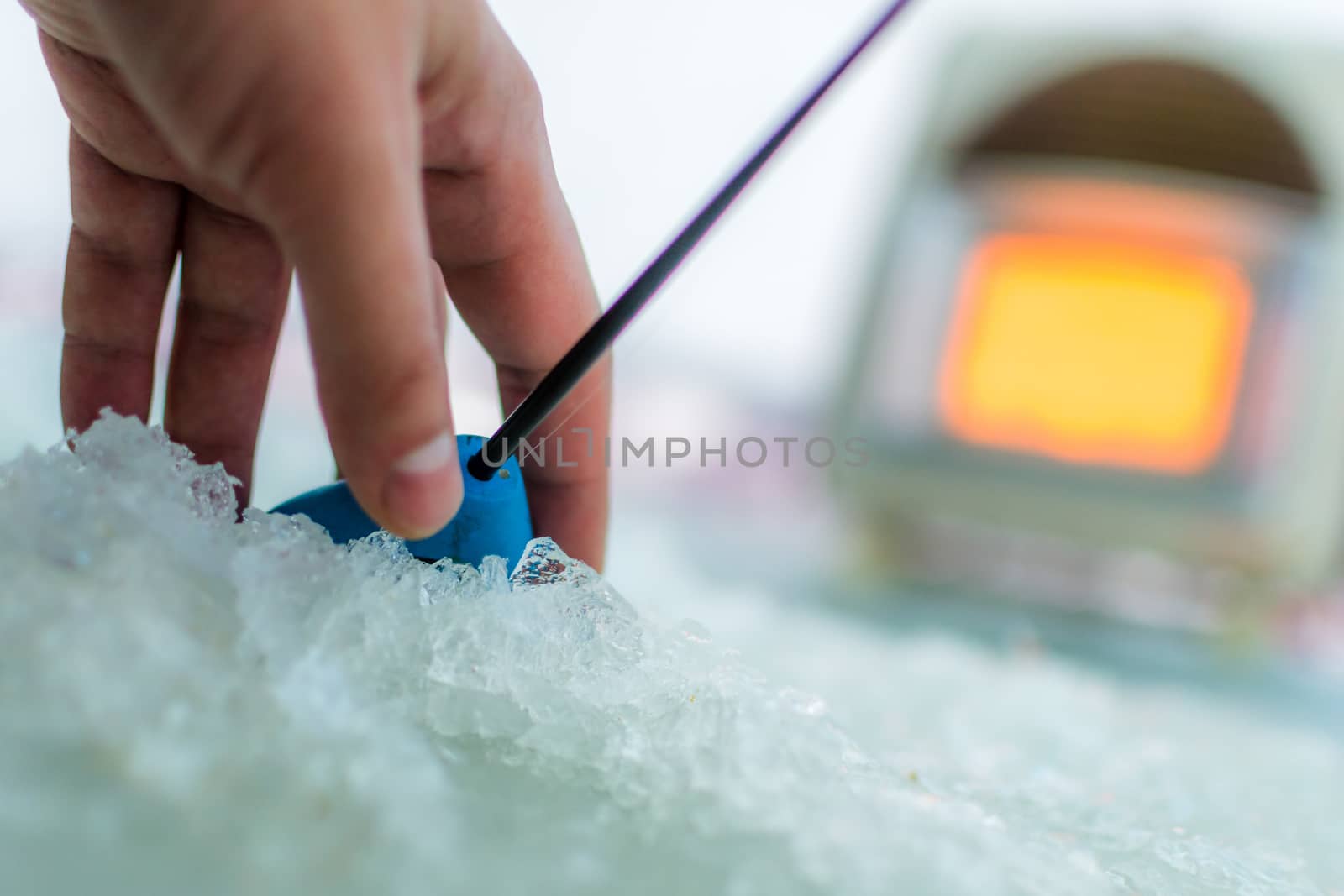 winter sport, winter fishing fishing outside on the ice