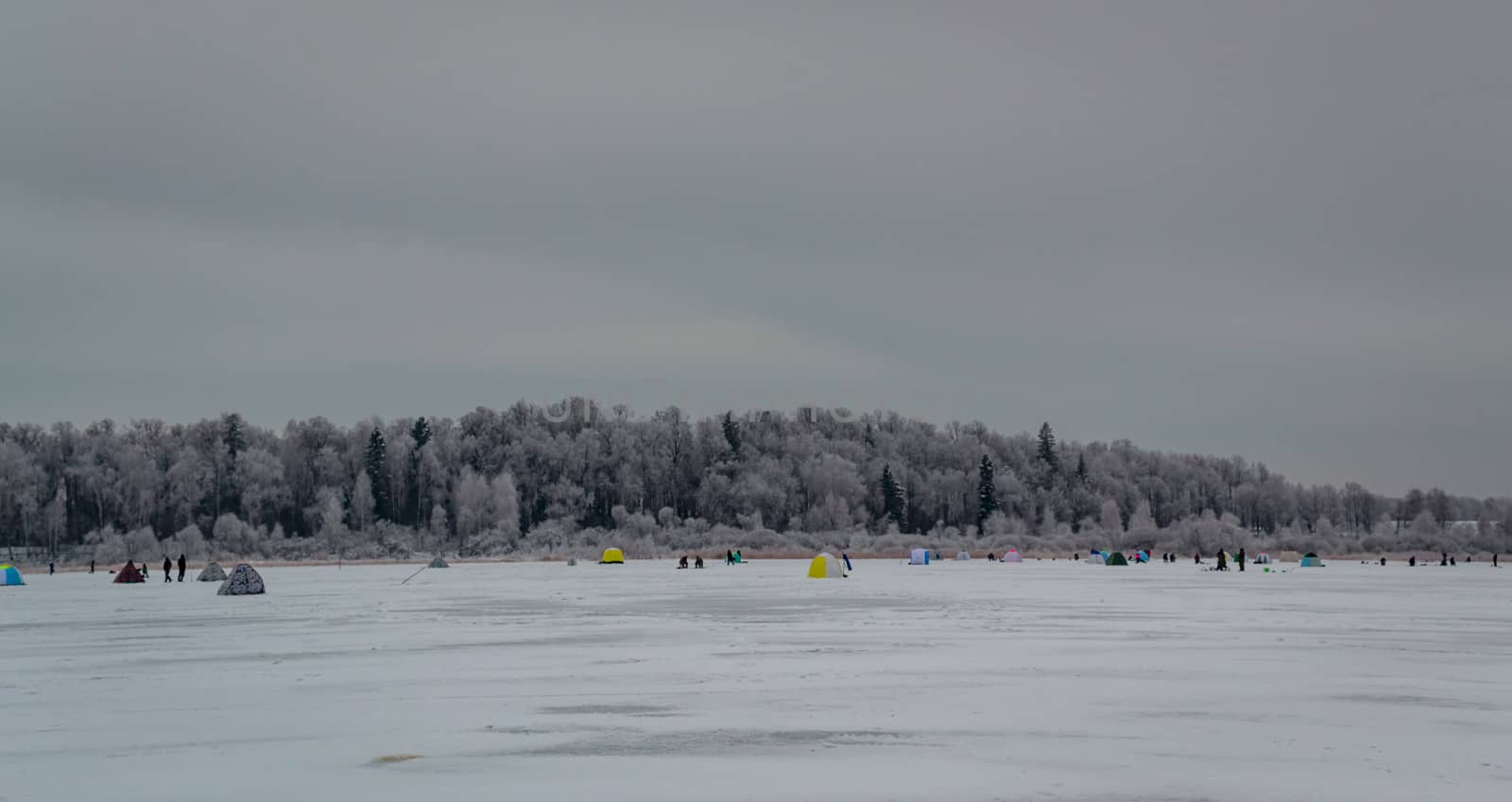 winter sport, winter fishing fishing outside on the ice