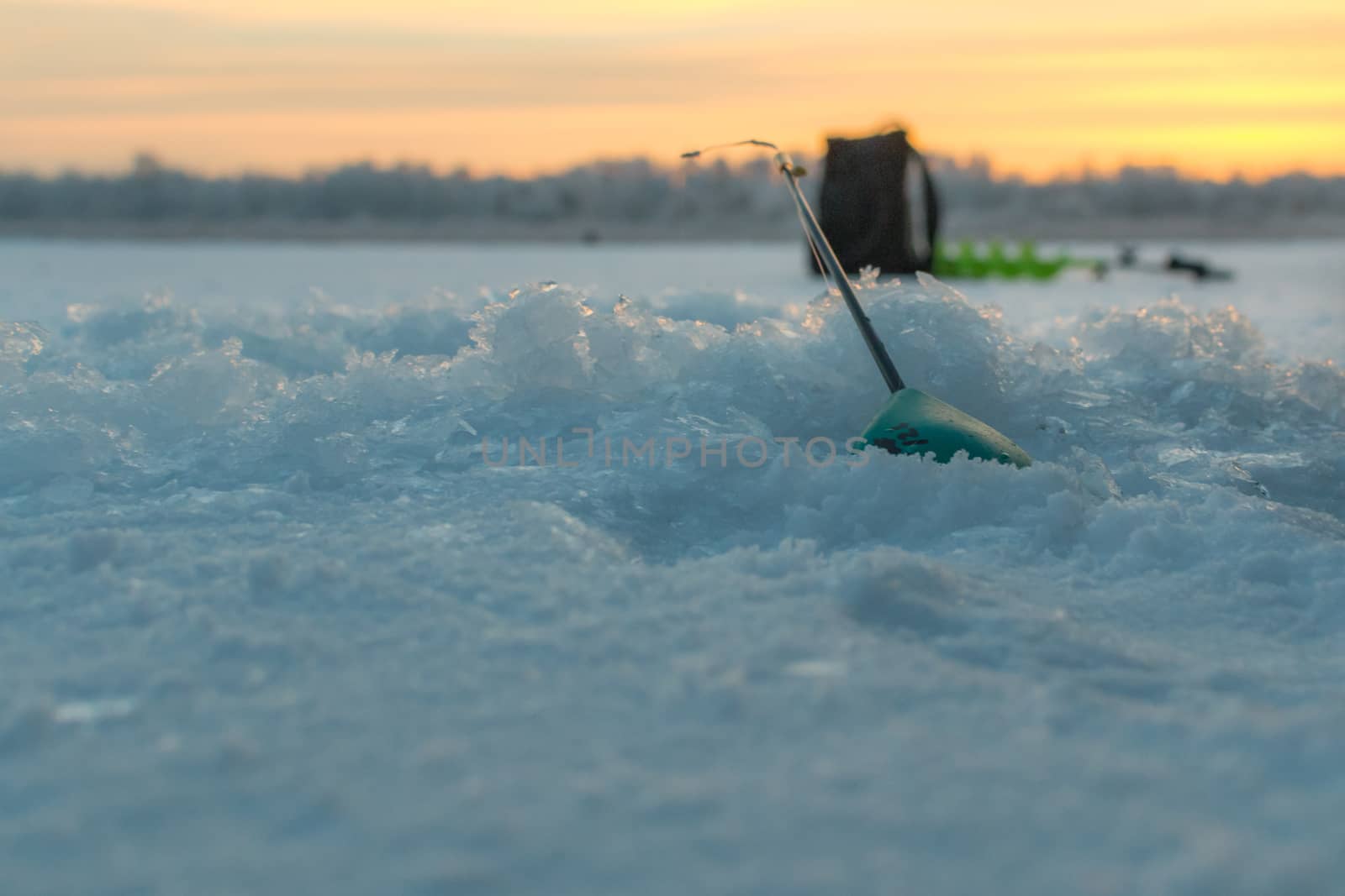 winter sport, winter fishing fishing outside on the ice