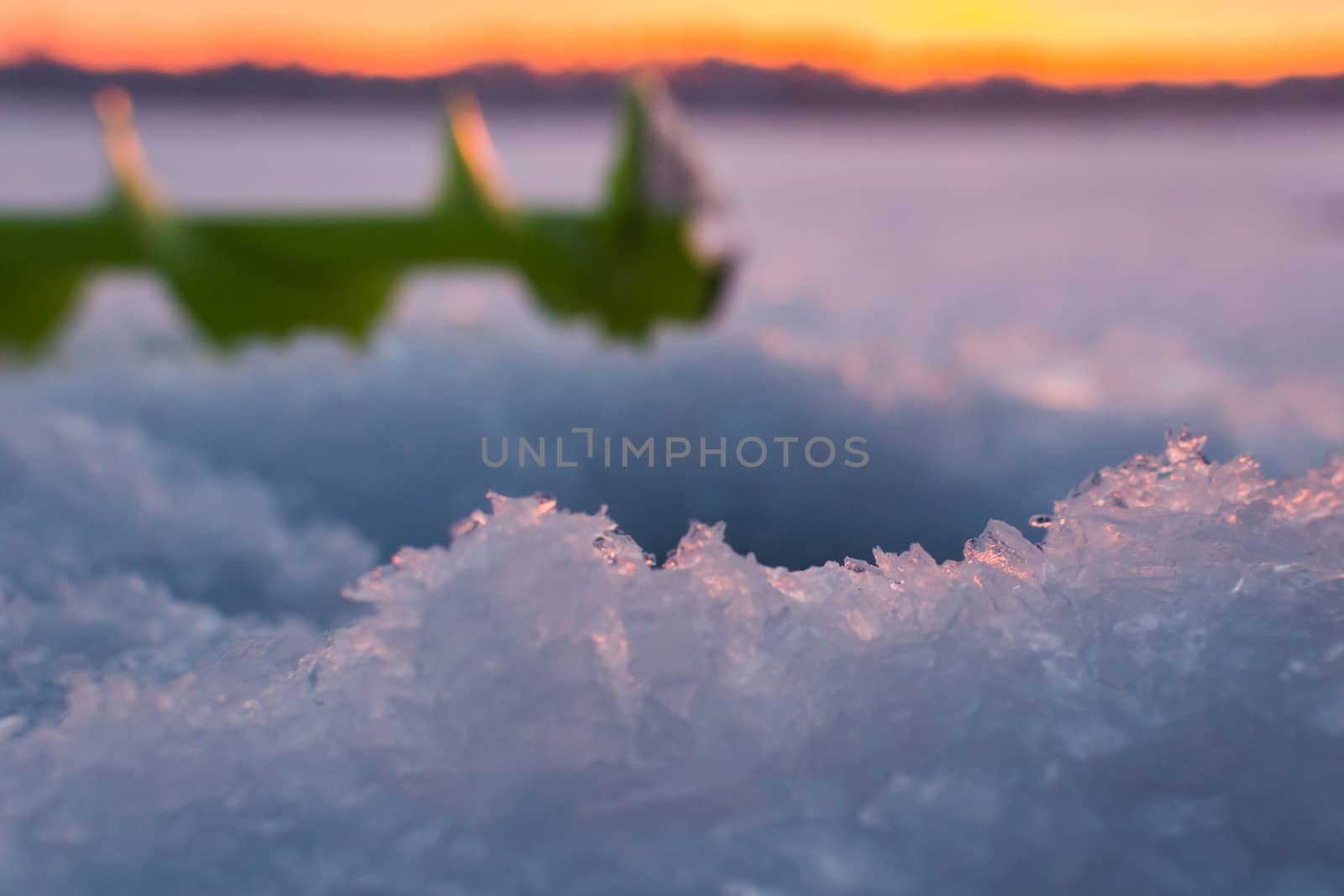 Fishing ice auger at dawn fishing drill ice beautiful sky