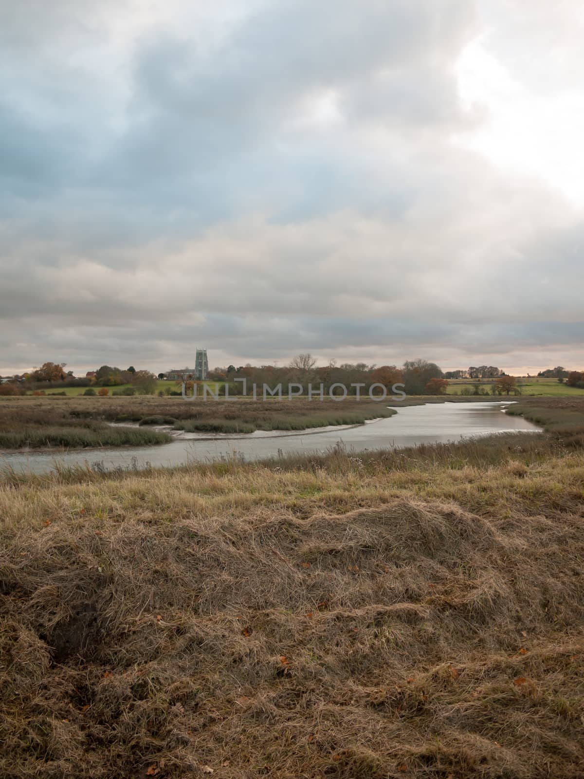 stream estuary running through countryside autumn Alresford Cree by callumrc