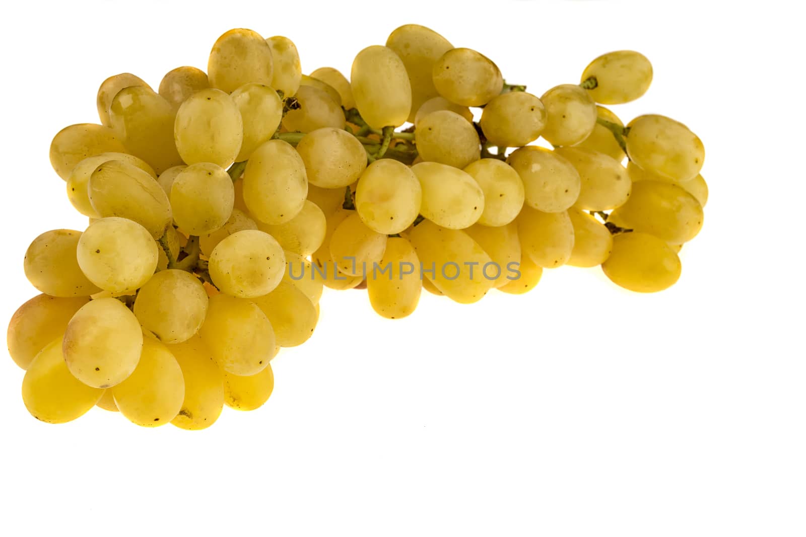 fresh, amber yellow grapes isolated on white background