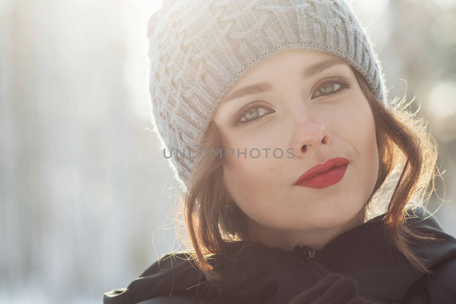 Beautiful young girl in a white winter forest by 3KStudio