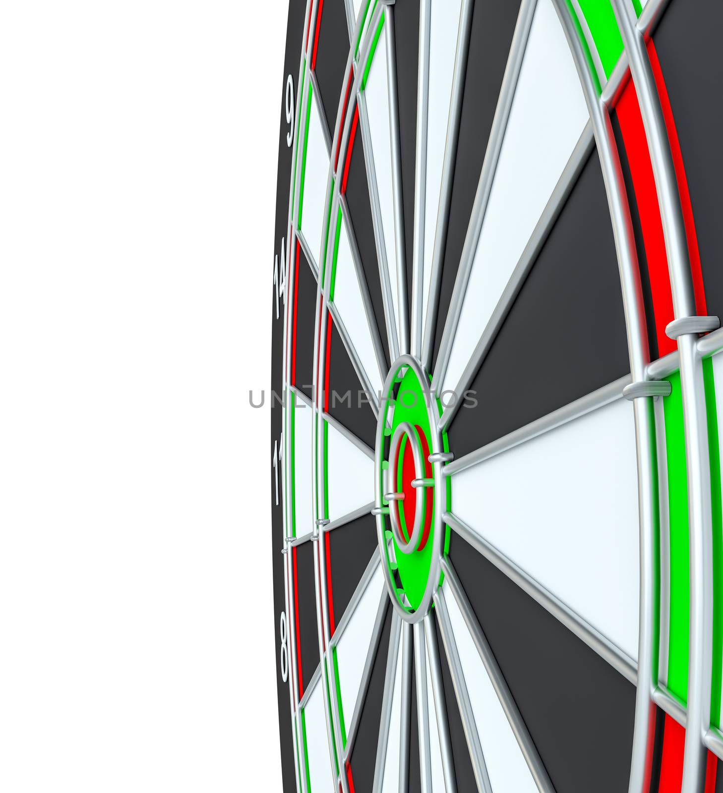 Dart board, isolated on white background . 3d illustration