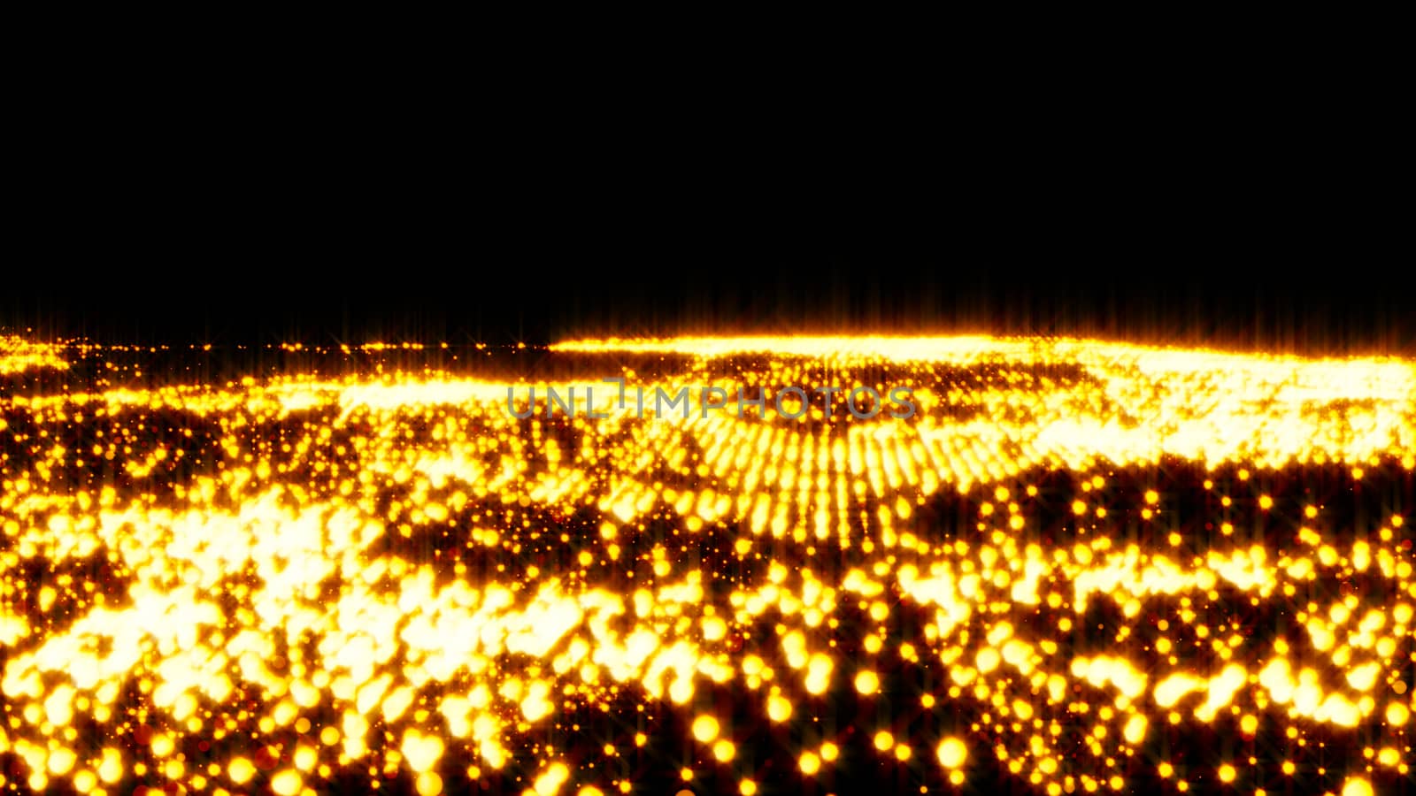 Luxurious gold sparkling particles wave background. 3d rendering