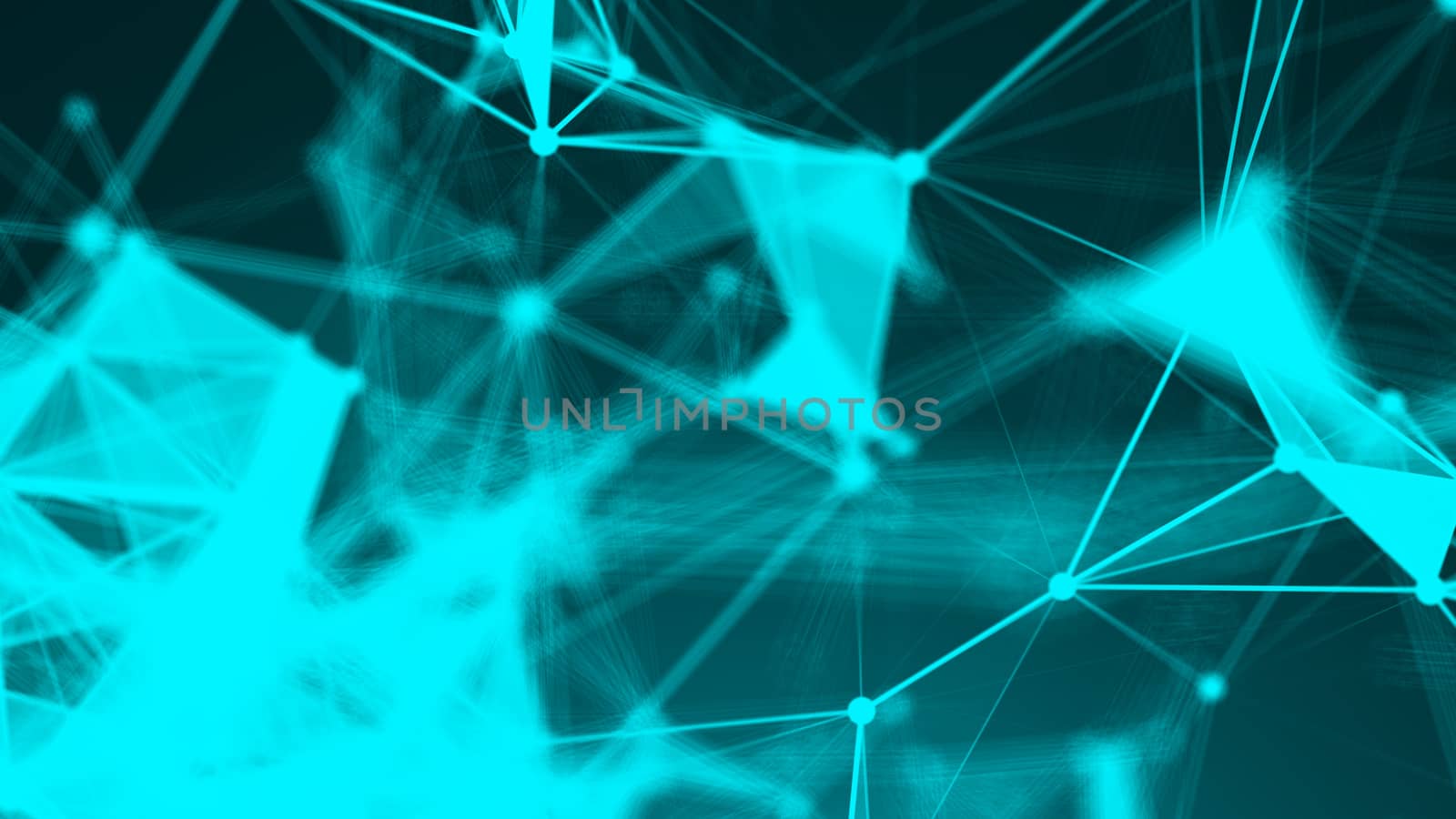 Abstract Polygonal Space Background with Connecting Dots and Lines. 3d rendering