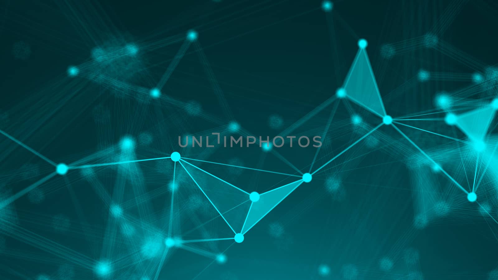 Abstract Polygonal Space Background with Connecting Dots and Lines. 3d rendering