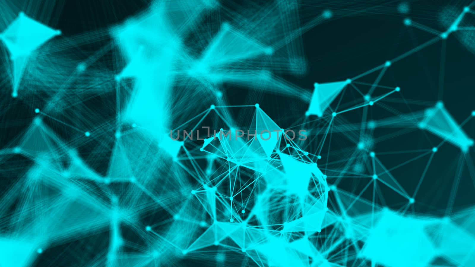 Abstract Polygonal Space Background with Connecting Dots and Lines. 3d rendering