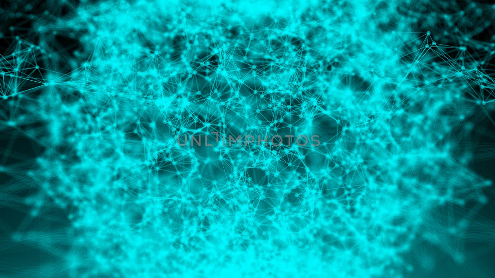 Abstract connection dots. Technology background. Digital drawing blue theme. Network concept 3d rendered