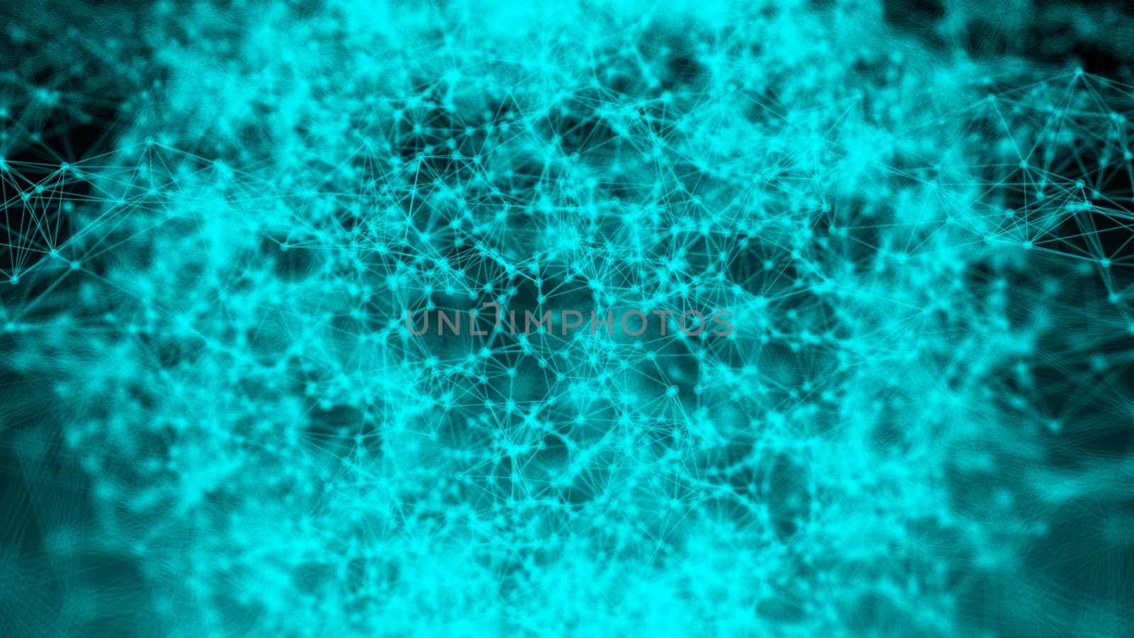 Abstract connection dots. Technology background. Digital drawing blue theme. Network concept 3d rendered