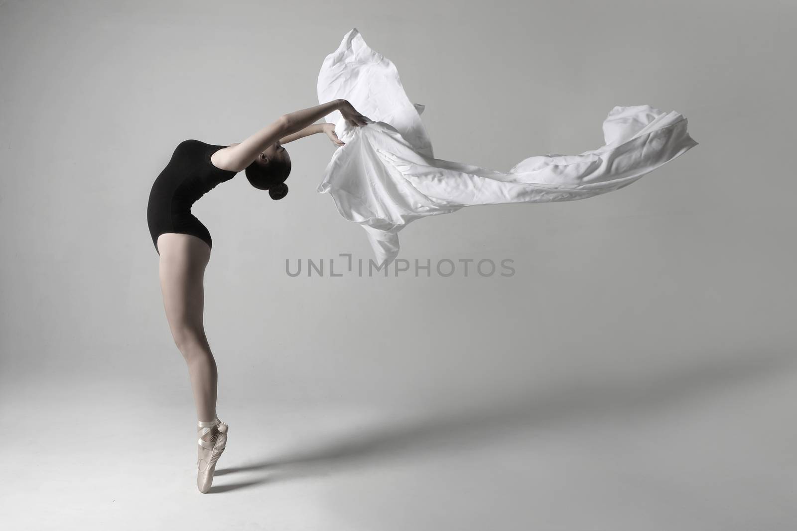 Talented Ballet Dancer in Studio on White Background by tobkatrina