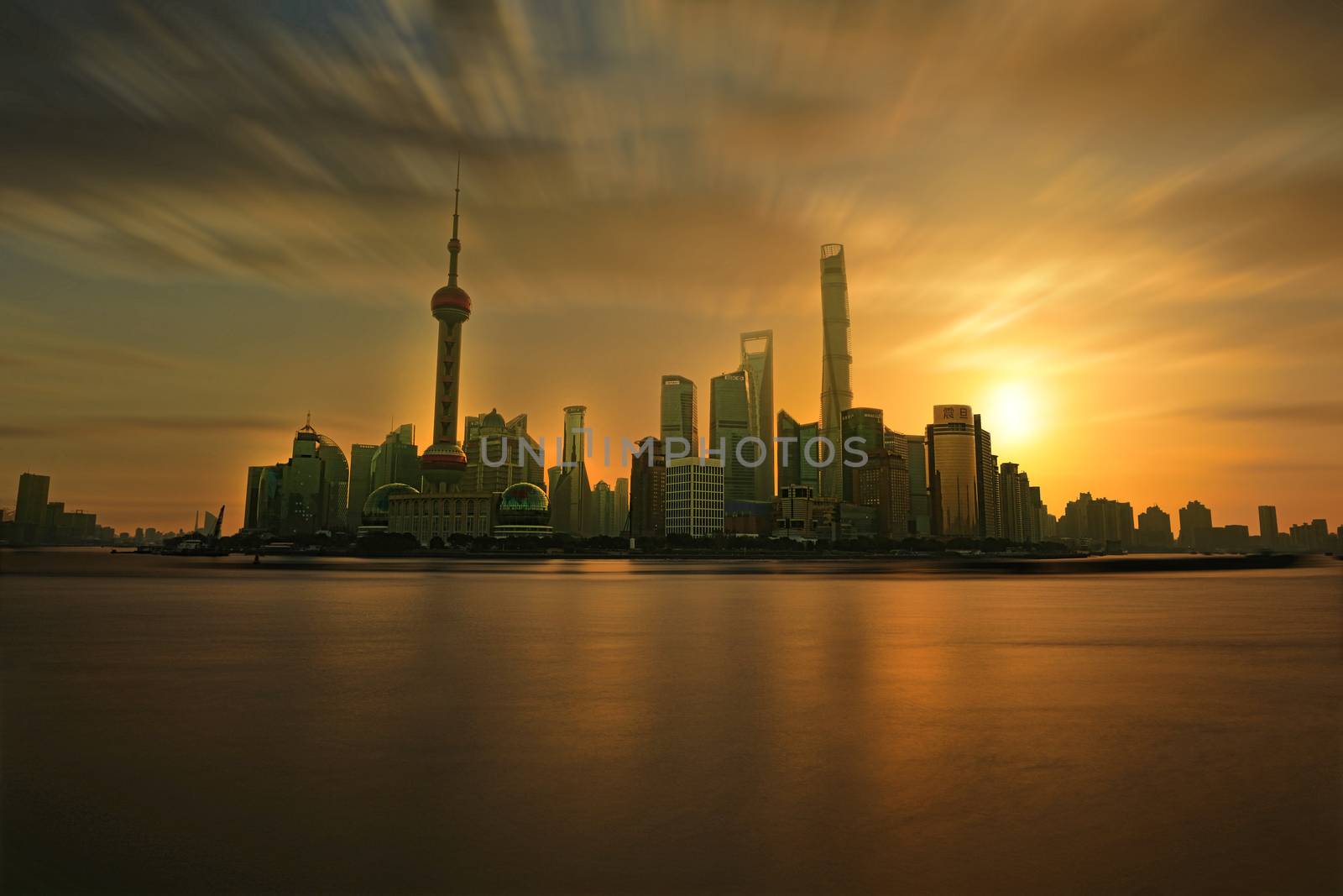 The Oriental pearl tower, Shanghai world financial center The Bund Shanghai skyline 