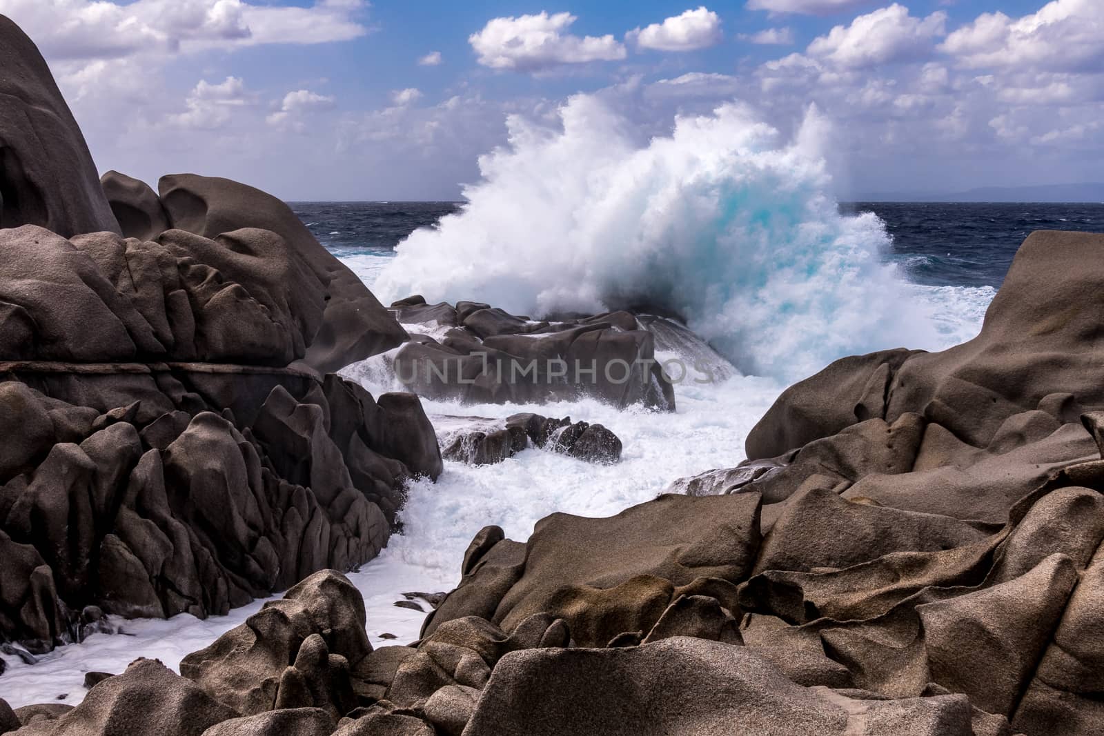 Waves Pounding the Coastline at Capo Testa Sardinia by phil_bird