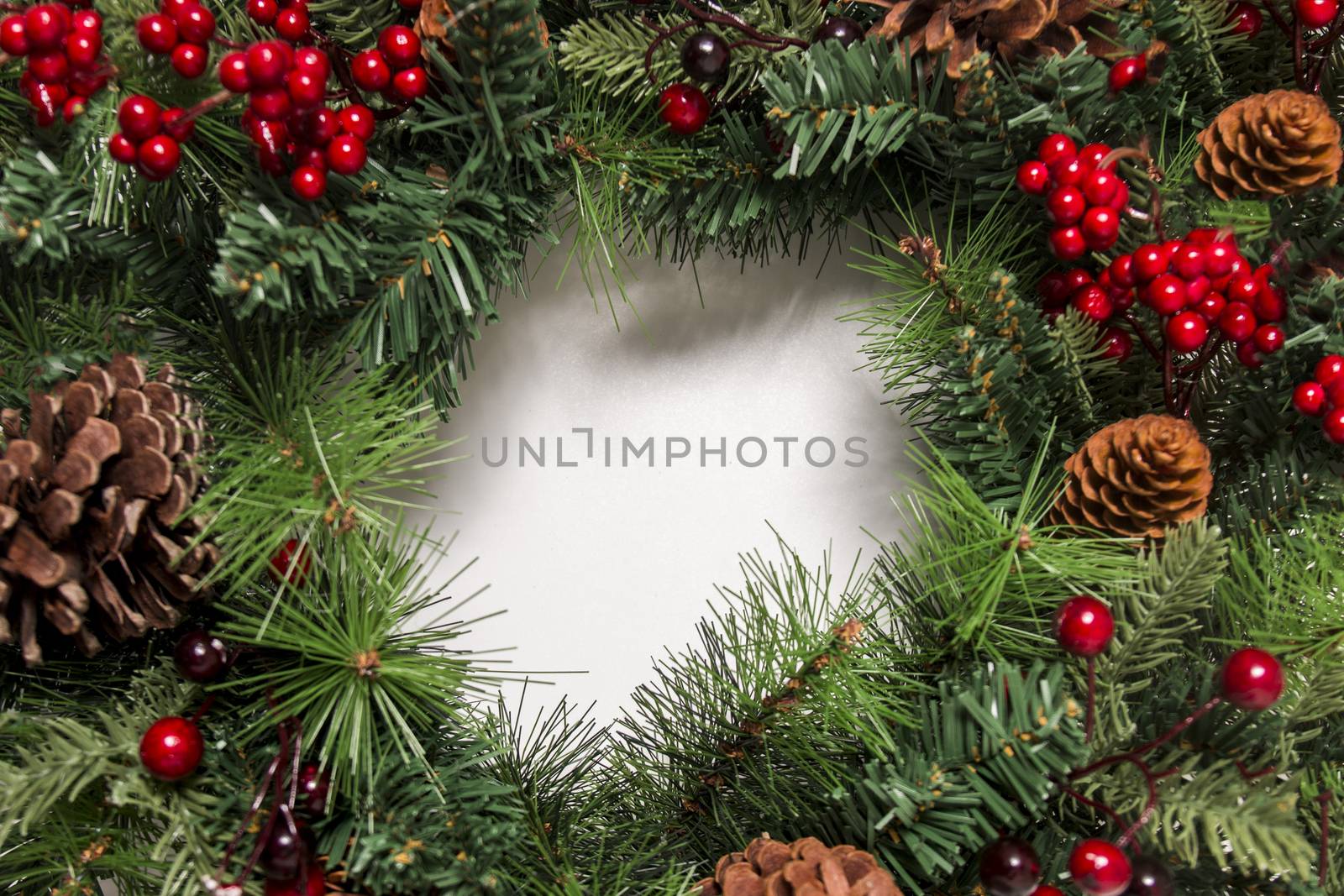 Typical Christmas decorative garland isolated on a white background.