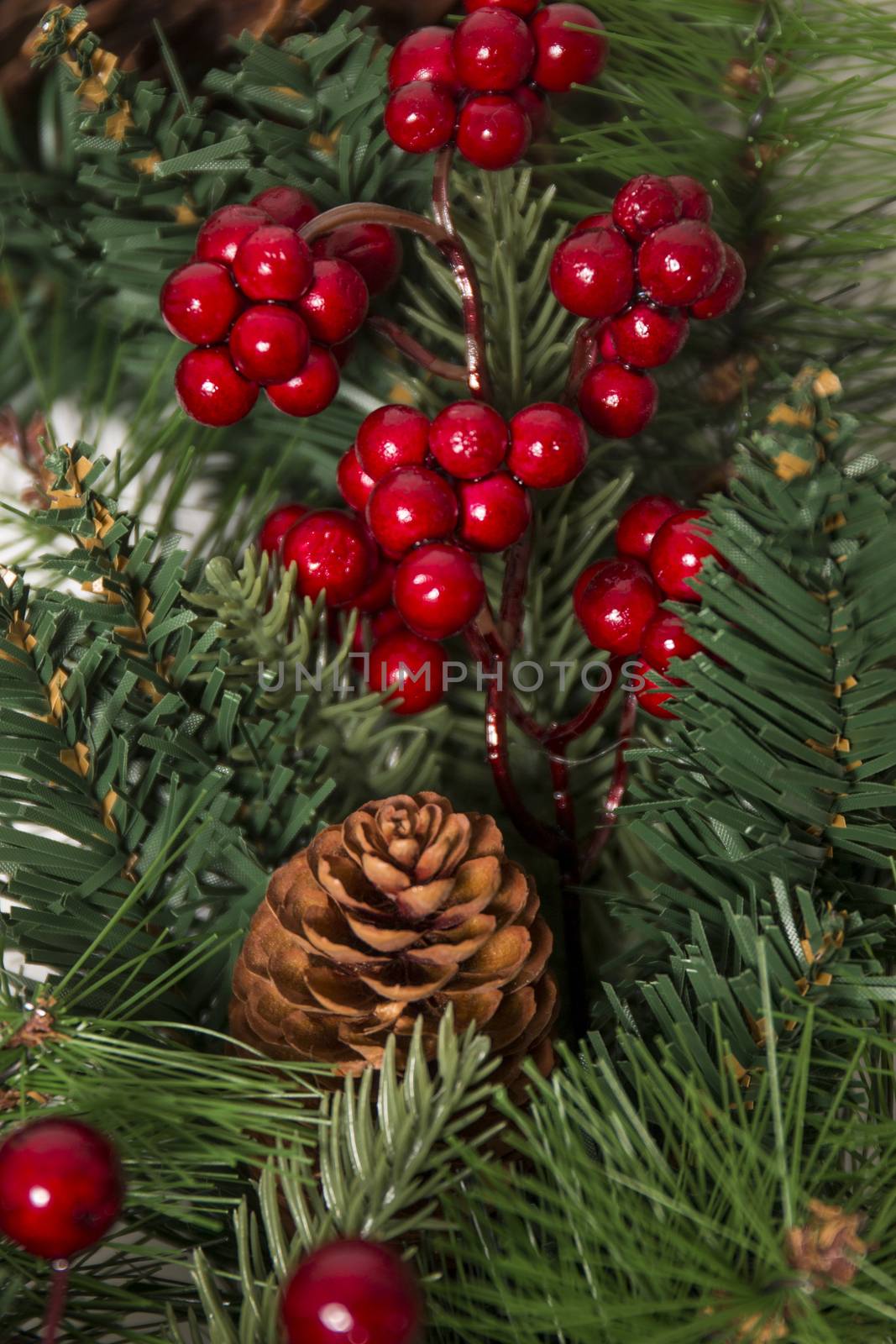 Typical Christmas decorative garland isolated on a white background.