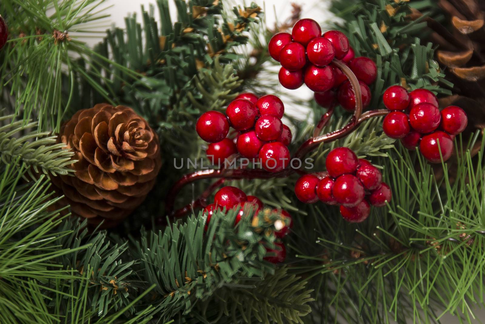 Typical Christmas decorative garland isolated on a white background.