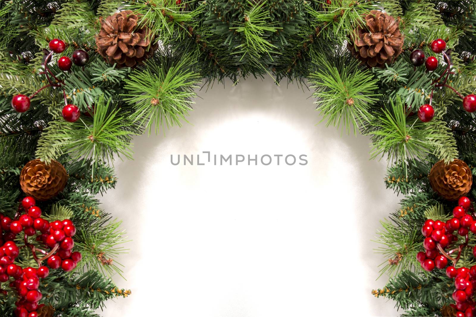 Typical Christmas decorative garland isolated on a white background.