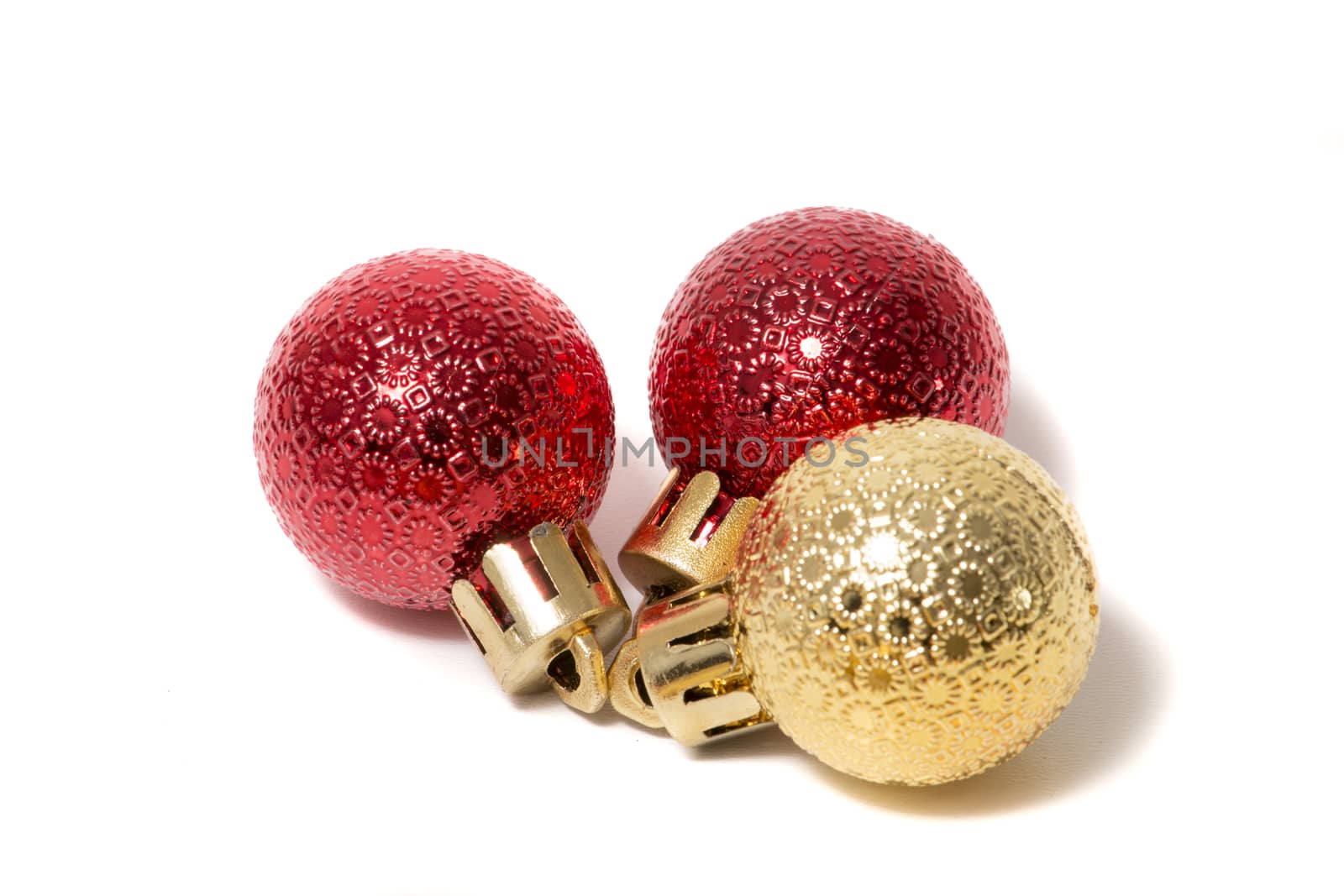Group of colorful christmas balls on a white background.