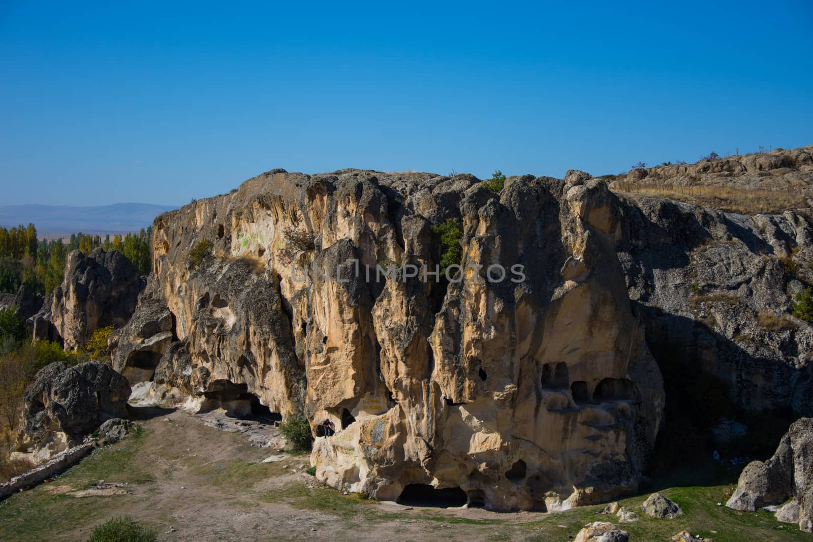 view to the cave from  Byzantine period in Phrygian Valley in Afyon