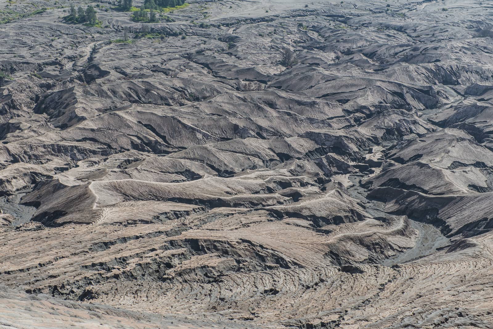 Layer Volcanic ash as sand ground of Mount Bromo volcano (Gunung Bromo) in Bromo Tengger Semeru National Park, East Java, Indonesia.