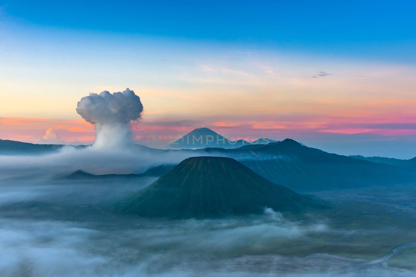 Mount Bromo volcano (Gunung Bromo) in Bromo Tengger Semeru National Park, East Java, Indonesia.