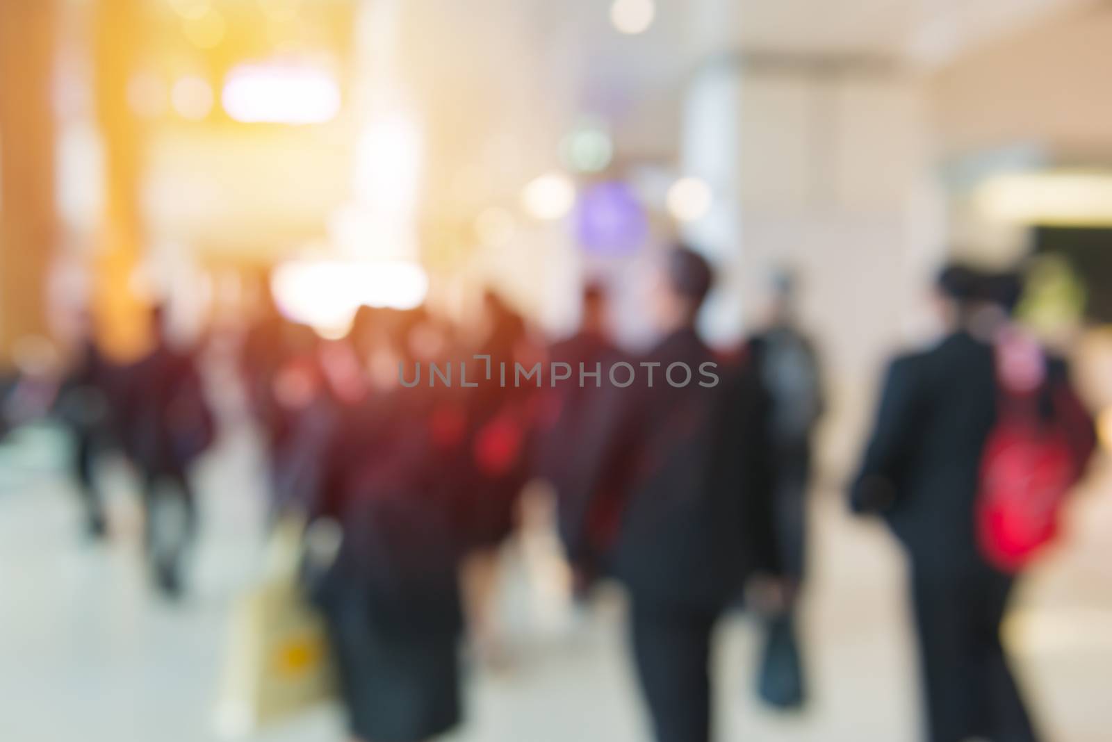 blur People Walking in the corridor of business center.