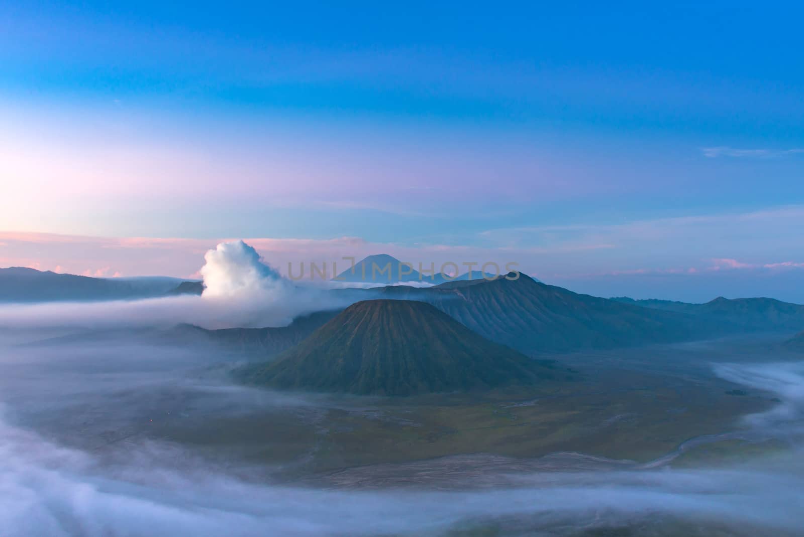 Mount Bromo volcano (Gunung Bromo) in Bromo Tengger Semeru National Park, East Java, Indonesia.