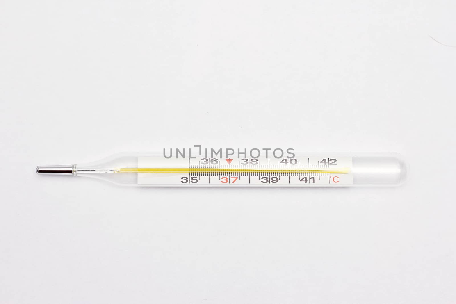 Medical thermometer for measuring temperature on a white backgro by andsst