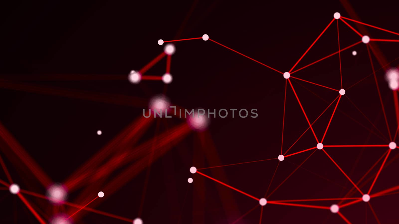 Abstract connections on red background. 3d rendering