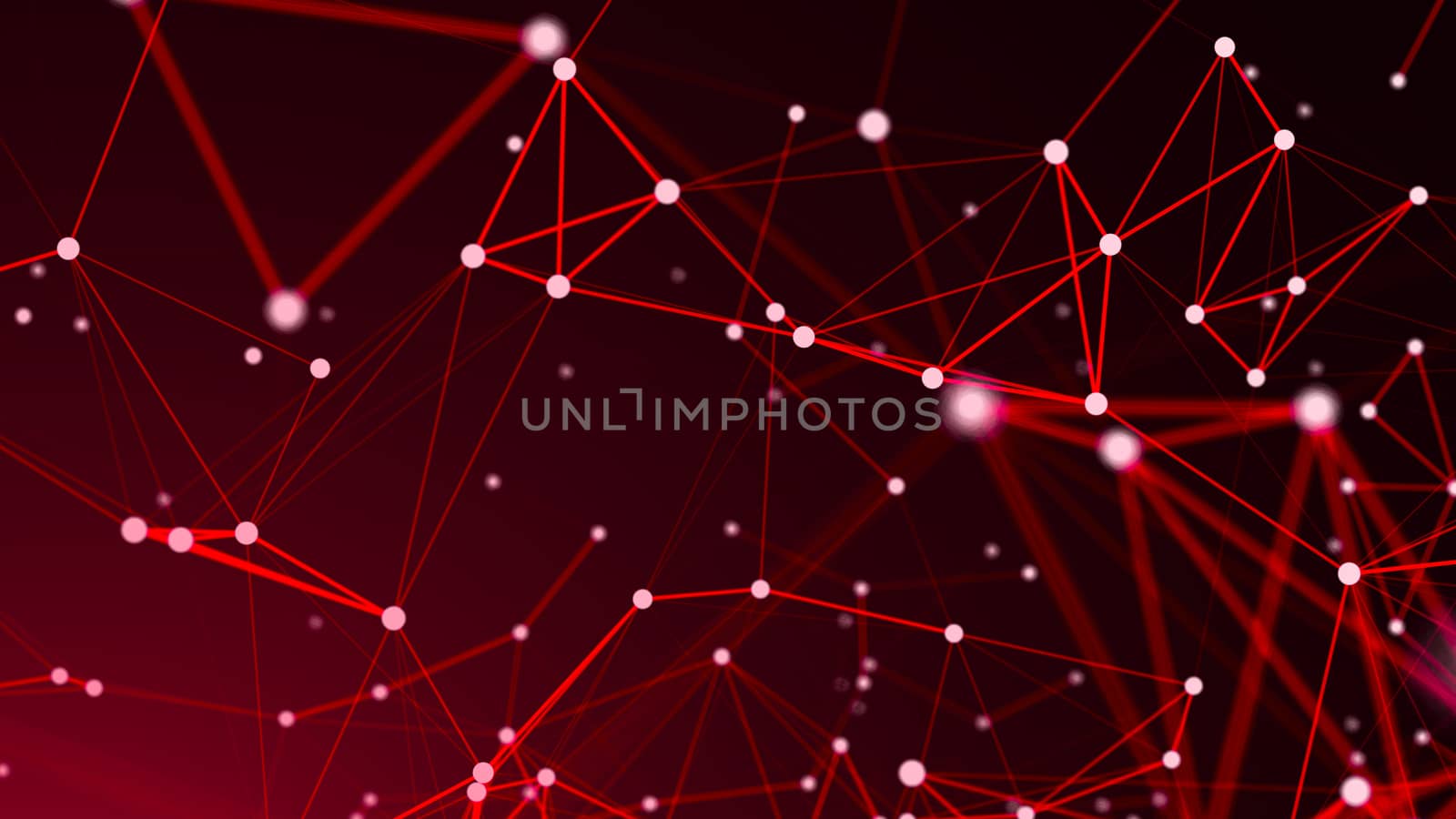 Abstract connections on red background. 3d rendering