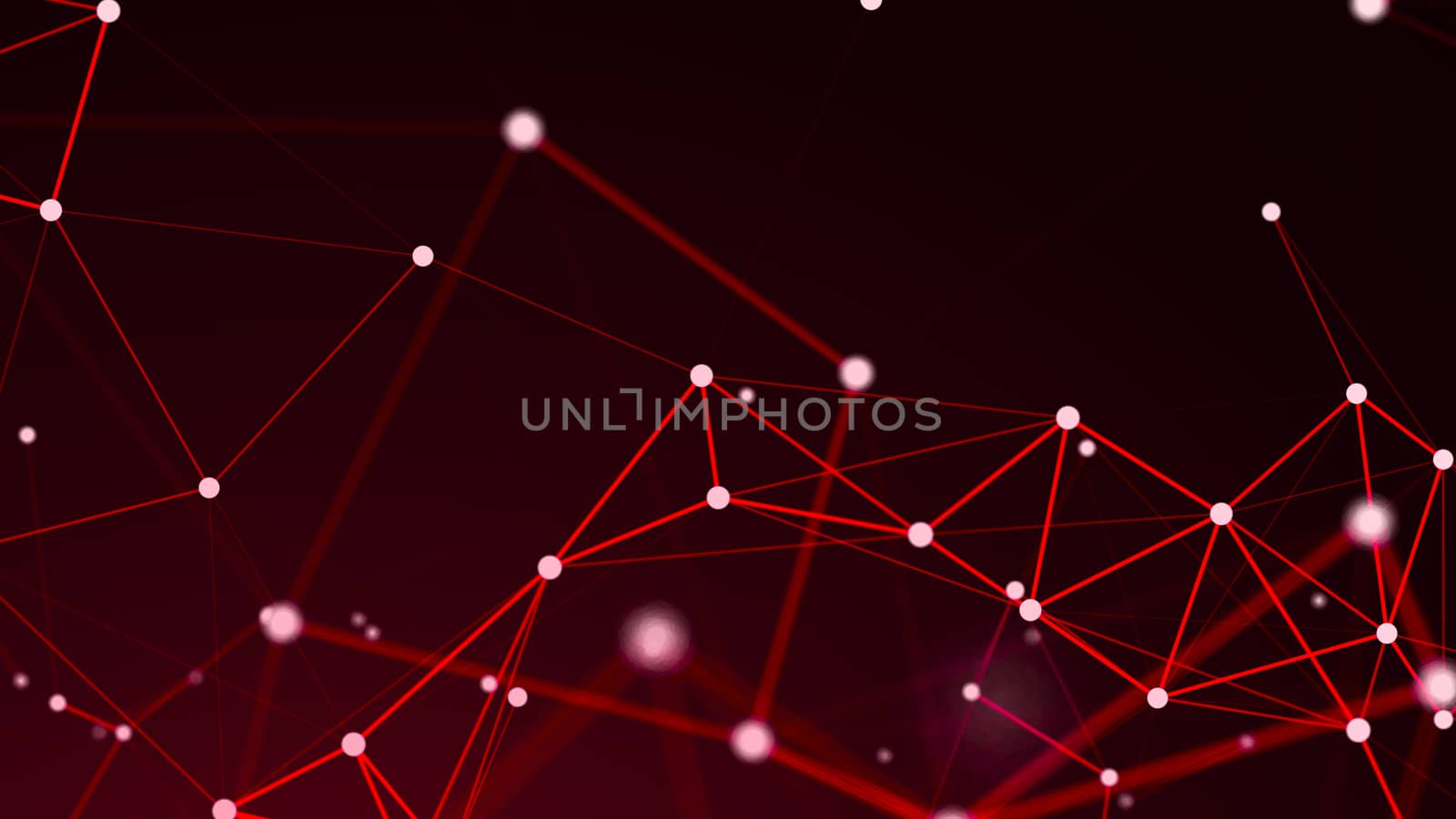 Abstract connections on red background. 3d rendering