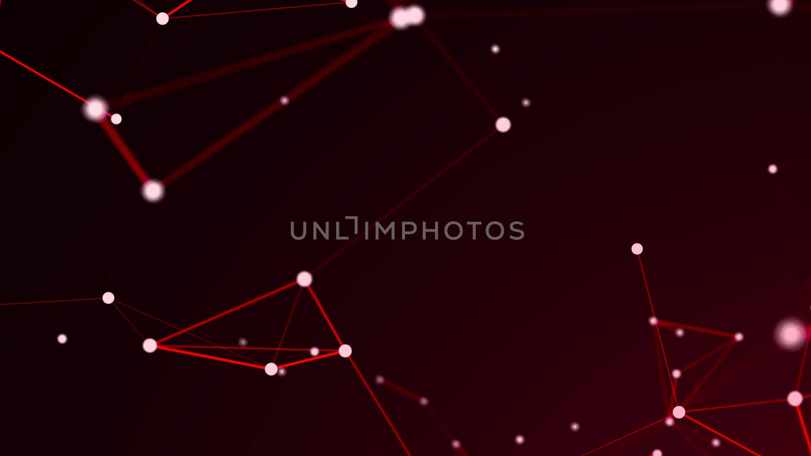 Abstract connections on red background. 3d rendering