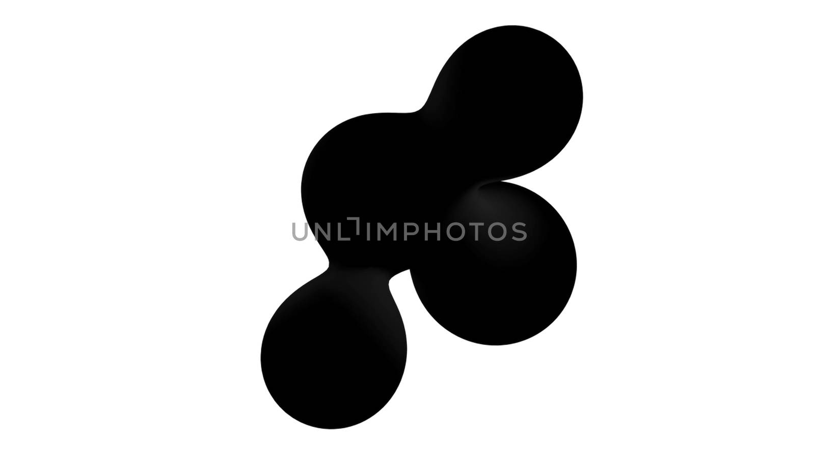 Abstract background with black metaball on white backdrop. Isolated object. 3d rendering