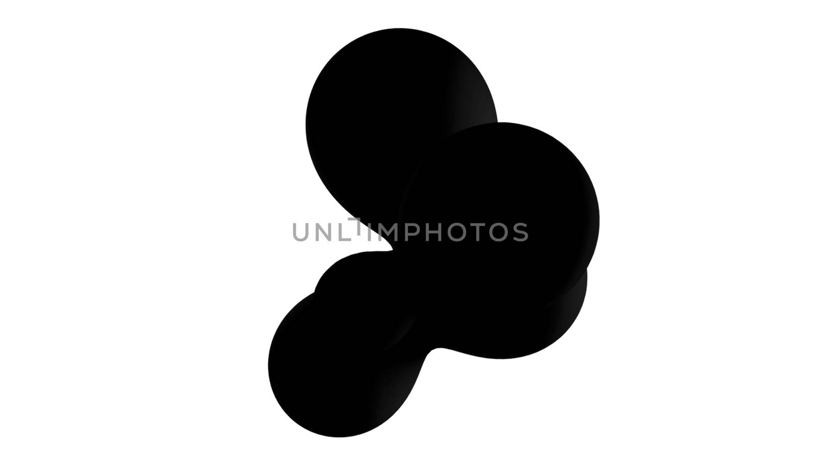 Abstract background with black metaball on white backdrop. Isolated object. 3d rendering