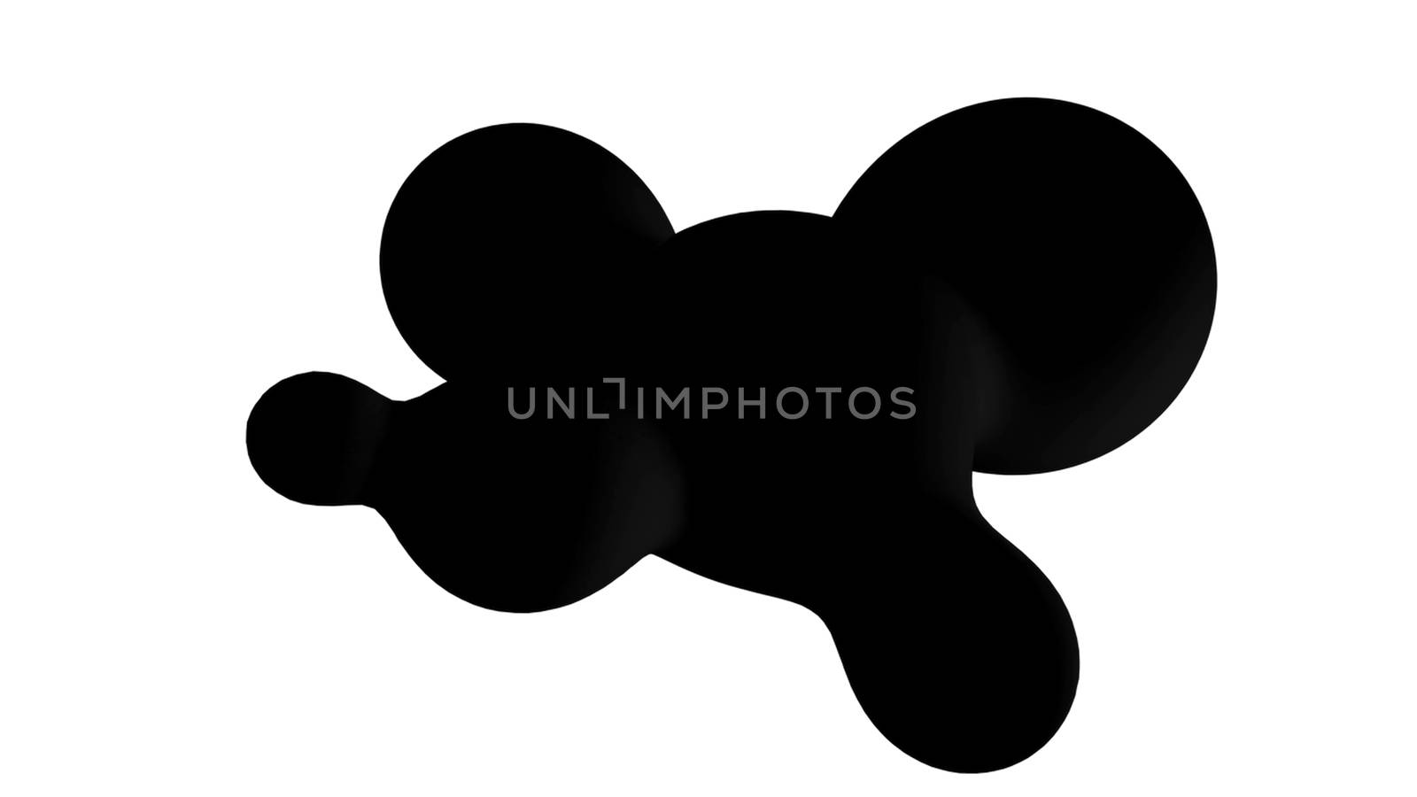 Abstract background with black metaball on white backdrop. Isolated object. 3d rendering