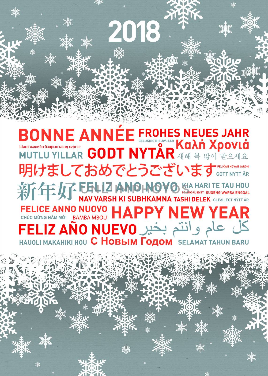 Happy new year greetings card in different world languages