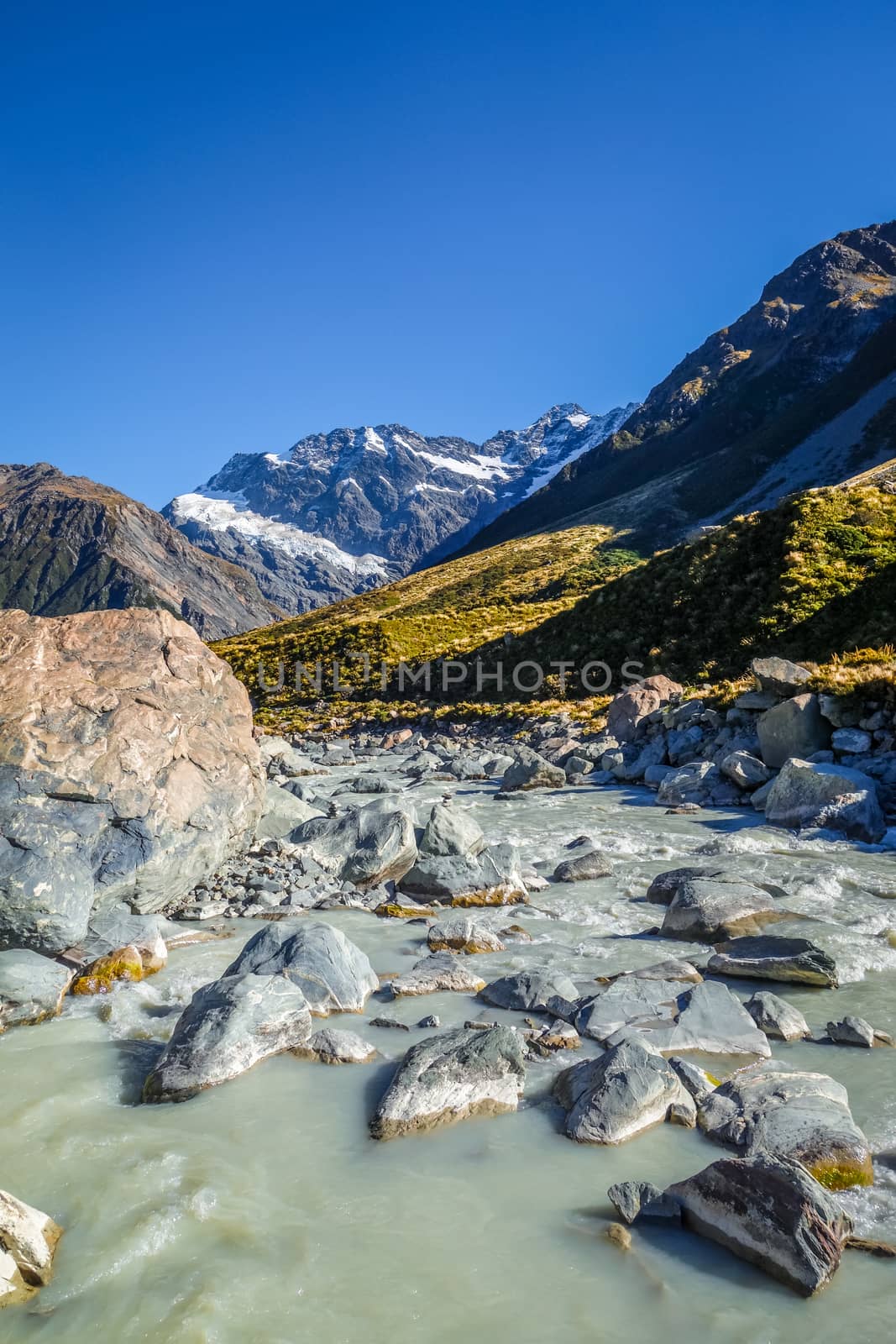Glacial river, Hooker Valley Track, Mount Cook, New Zealand