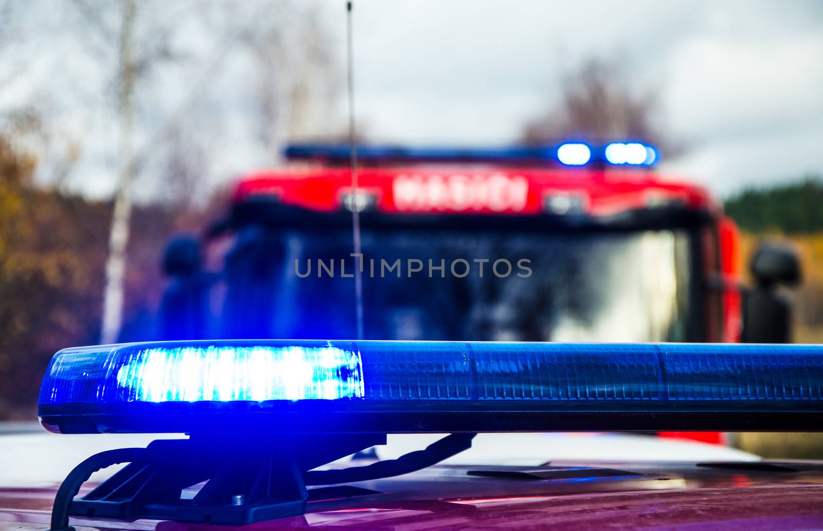 Lights  of fire trucks to save property and lives