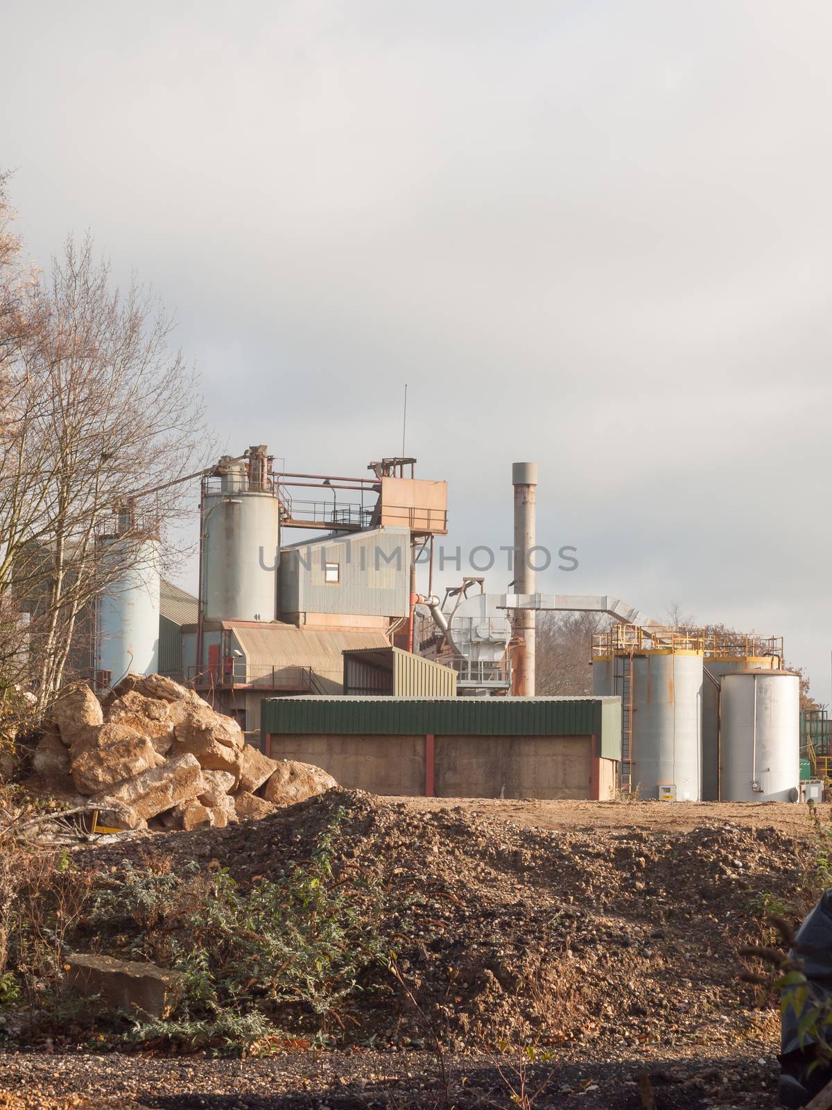close up of factory industry buildings at sand quarry in essex wivenhoe; essex; england; uk