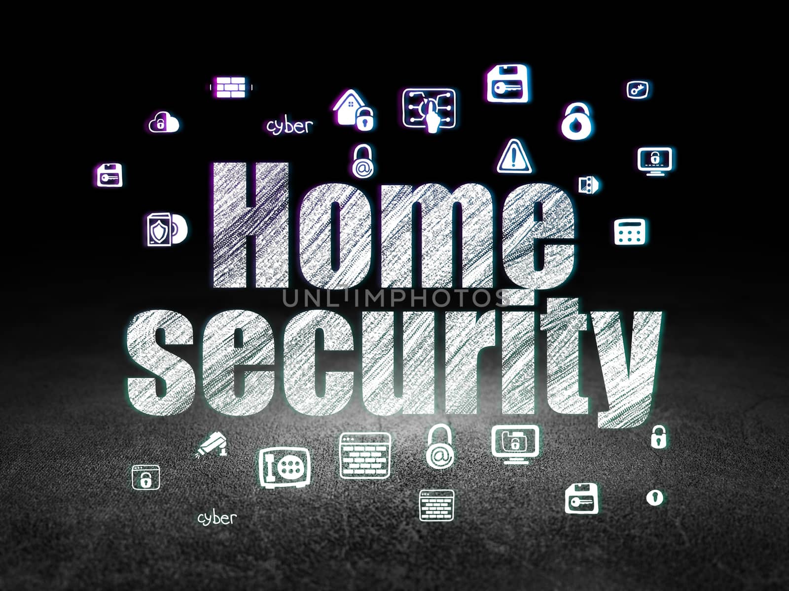 Privacy concept: Home Security in grunge dark room by maxkabakov