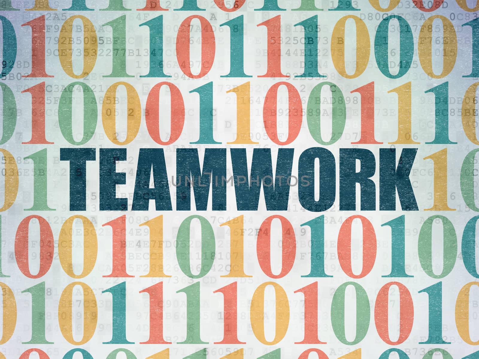 Business concept: Teamwork on Digital Data Paper background by maxkabakov