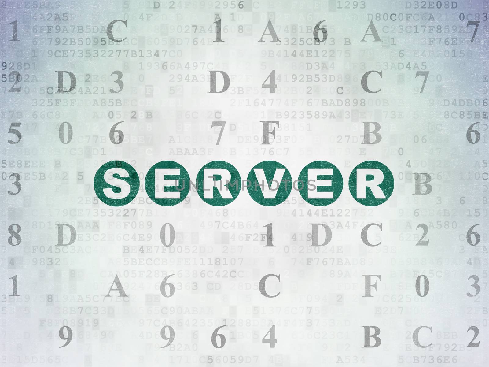 Web design concept: Server on Digital Data Paper background by maxkabakov