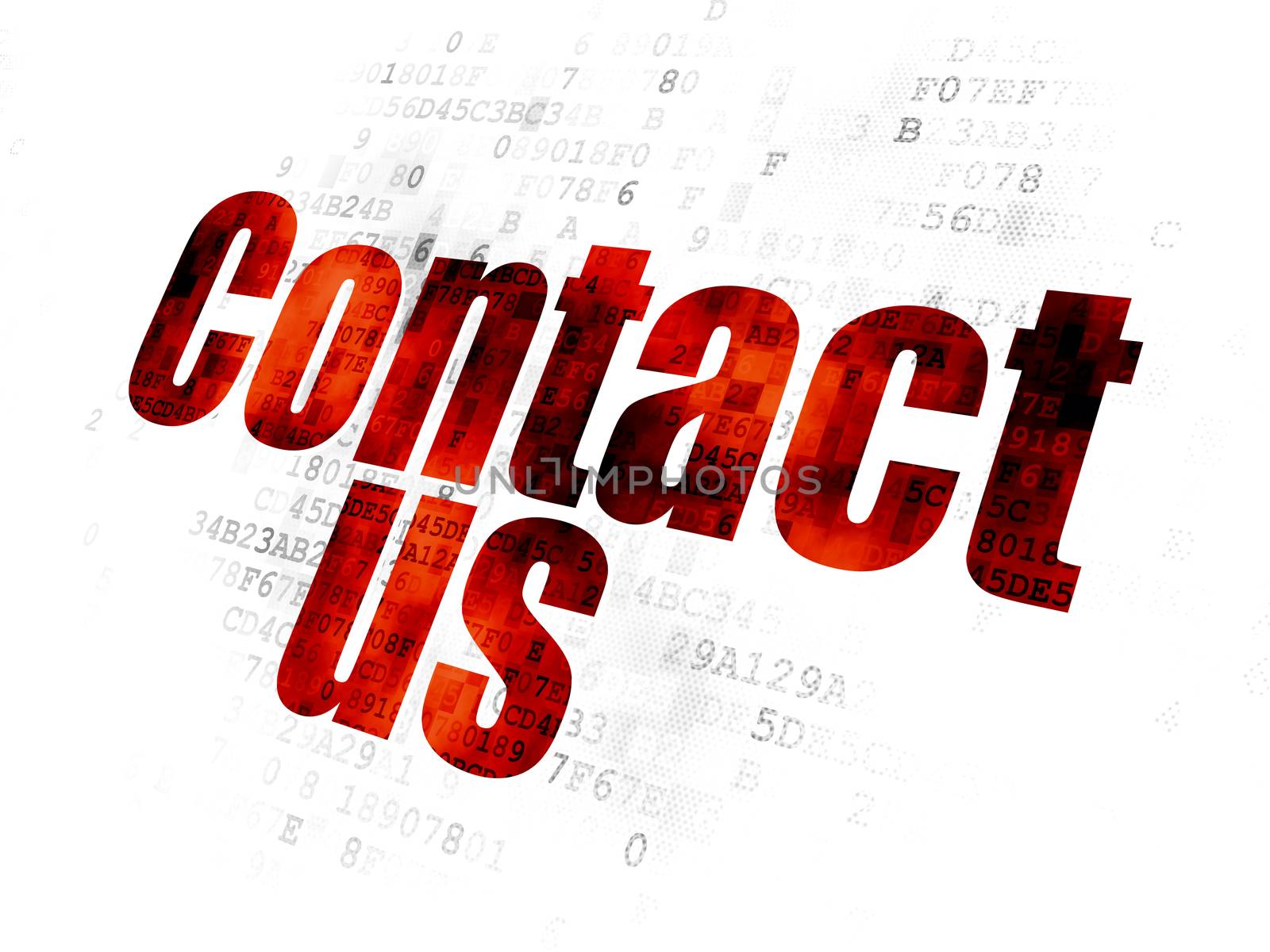 Marketing concept: Pixelated red text Contact Us on Digital background