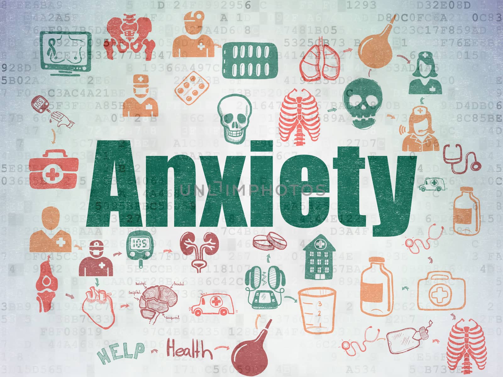 Medicine concept: Anxiety on Digital Data Paper background by maxkabakov