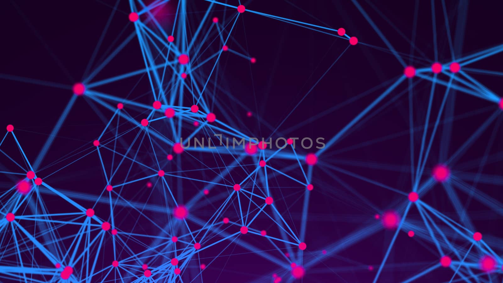 Abstract Polygonal Space Background with Connecting Dots and Lines. 3d rendering