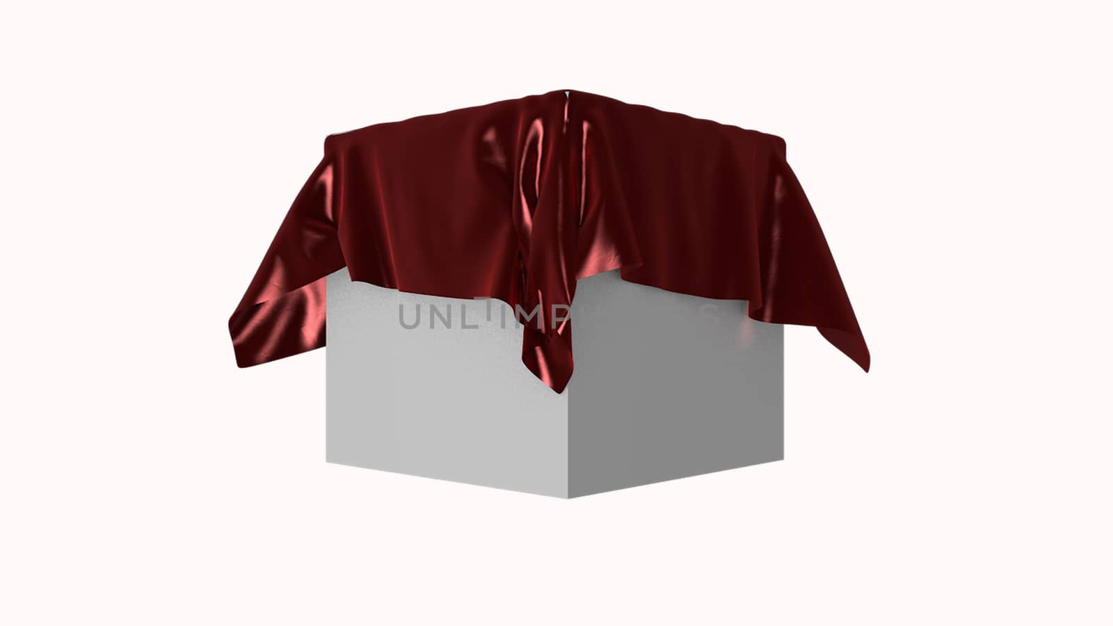 Red cloth wave on white background. Cloth and object. 3d rendering