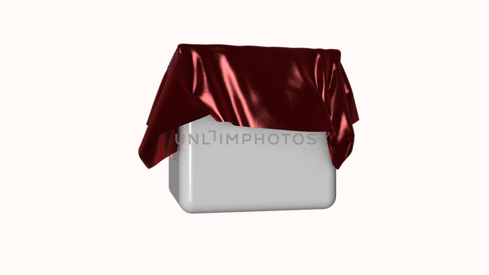 Red cloth wave on white background. Cloth and object. 3d rendering