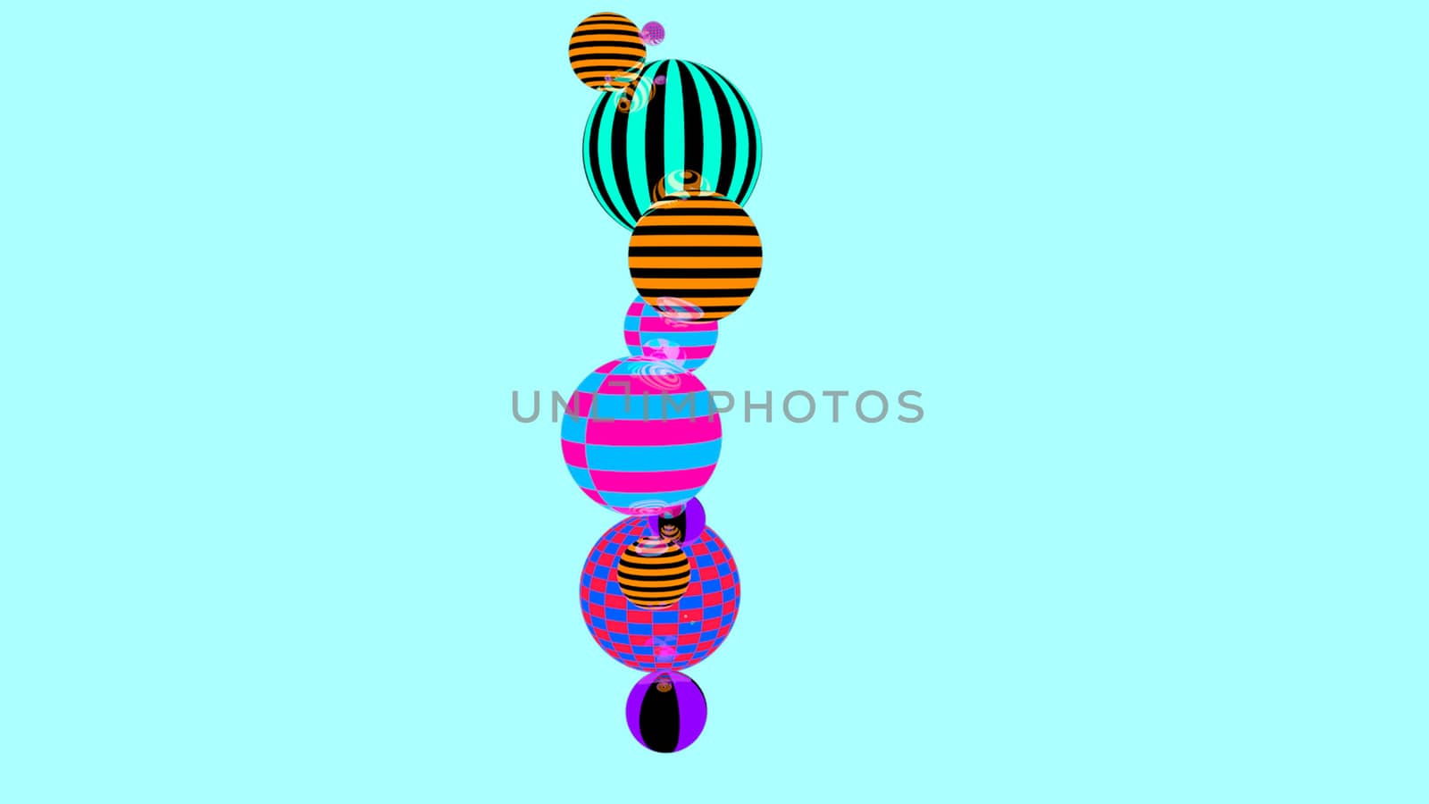 Abstract background with multicolored decorative balls. 3d rendering